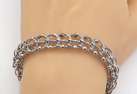 925 Sterling Silver - Vintage Shiny Round Cage Link Chain Bracelet  - BT... - £64.74 GBP