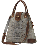 Myra Bag Upcycled Gerster Shoulder Bag Genuine leather accents high fash... - £43.67 GBP
