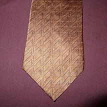 Tie Necktie Geometric Striped Gold Tan 57&quot; Haggar Collections All Silk U... - $14.99