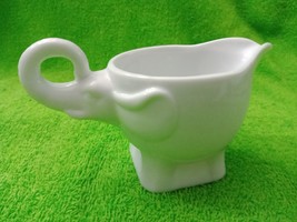 Pier 1 Elephant Shape Creamer Pot White Trunk Up NOS Elephants Nose - $8.95