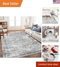 Elegant 4x6 Grey Floral Vintage Area Rug - Perfect for Living &amp; Bedrooms - $1,120.91 MXN