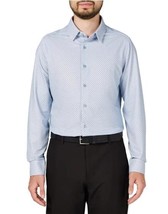 Infinity Mens Shirt Blue Button-Up Stretch Point Collar Textured Lightwe... - $39.99