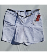 Rafaella Curvy Fit White Womens Shorts With Tan Belt Summer Vibes Size 8 - $34.21 CAD