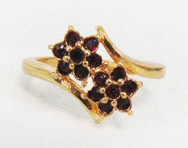 Vintage Vargas Gold Plate Red Stone Cocktail Ring - Sz. 7 - £11.86 GBP