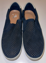 EUC DESIGNER DR SCHOLLS VENTED LEATHER UPPER BLUE SLIPON SHOES WOMEN'S S... - $23.08