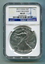 2012 American Silver Eagle Ngc MS69 Early Releases Blue Label Premium Quality - £41.43 GBP