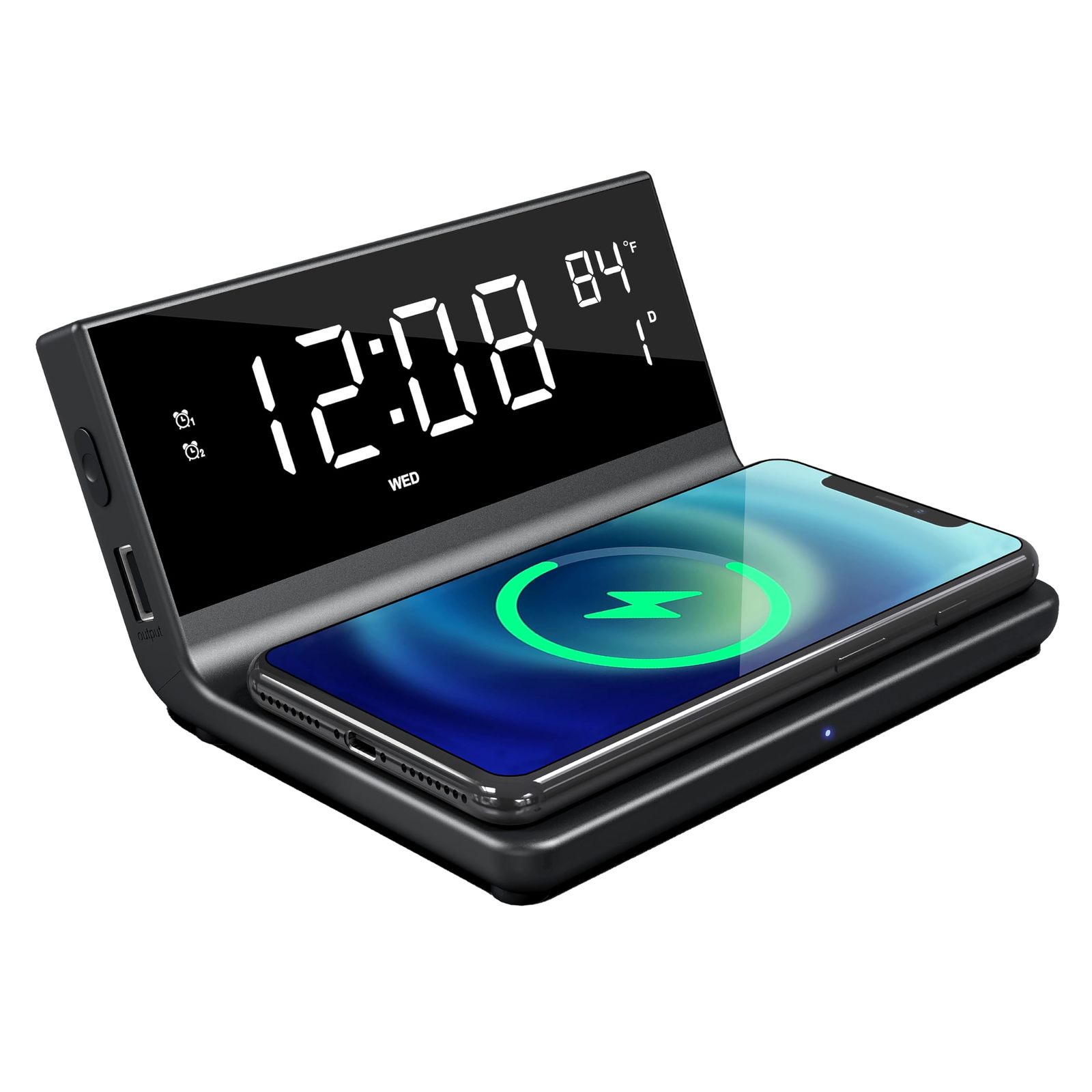 Supersonic SC-6025QI Dual Alarm Clock with Wireless Charger, Smart Night... - $34.49