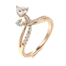 New 585 Rose Gold Natural Zircon Rings for Women Fashion Heart Round Zircon Cros - £10.09 GBP
