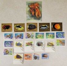 Used Canceled Stamp Lot of 23 Fish &amp; Sea Creatures Madagascar Tanzania Sri Lanka - $14.65