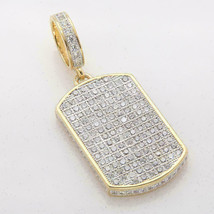 Real Moissanite 2.50Ct Round Cut Dog Tag Pendant 14K Yellow Gold Plated - £86.21 GBP