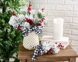 Set of 4 Snowy Pine &amp; Berry Picks w/ Checked Ribbon by Valerie in - $193.99