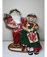 Tropical Beach Table Top Mr &amp; Mrs Santa 11” Hawaii Shirt Flip Flops Hand... - $951.82 MXN
