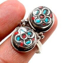 Red Coral Tibetan Turquoise Handmade Baho Jewelry Nepali Ring Adjustable SA 1816 - £5.91 GBP