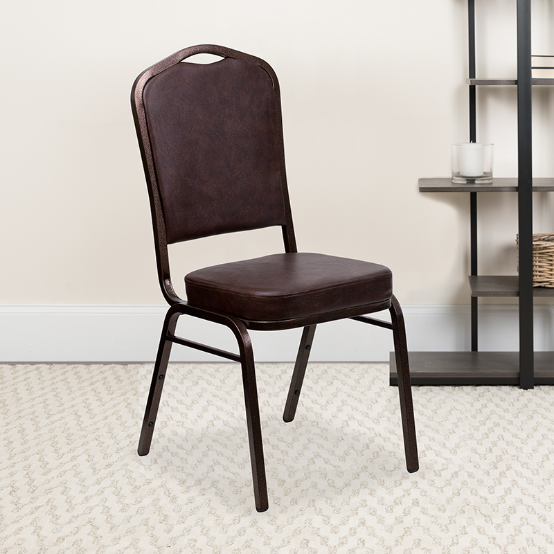 Brown Vinyl Banquet Chair FD-C01-COPPER-BRN-VY-GG