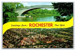 Dual View Banner Greetings From Rochester New York NY UNP Chrome Postcar... - £3.12 GBP