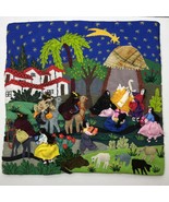 Peru Arpillera Folk Art Nativity Tapestry Wall Hanging 3D Applique Handm... - $843.05 MXN