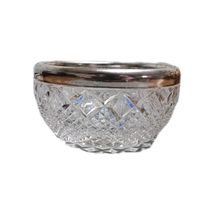 Vintage F.B. Rogers Silver Co. 24% Lead Crystal Bowl Silver Plated Rim. ... - $24.24