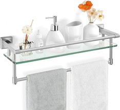 Sfgsowor Bathroom Glass Shelf Towel Rack Shelf Glass Organizer Wall-Mounted - £53.46 GBP
