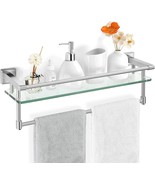 Sfgsowor Bathroom Glass Shelf Towel Rack Shelf Glass Organizer Wall-Mounted - £52.67 GBP