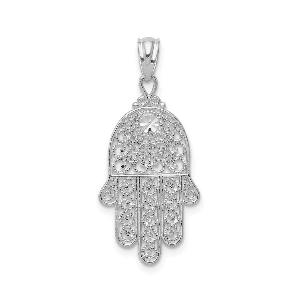 14K Gold Plated Real Sterling Silver Hamsa Pendant 18&quot; Chain Mothers Day... - $32.99