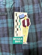 Bugle Boy Mens Shorts Sz 30 Blue Green Plaid Cotton Chino Vincente Nesi - £14.80 GBP