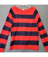 Gap Women Sweater Size M Red Preppy Stripe Classic Long Sleeve Scoop Nec... - £9.90 GBP