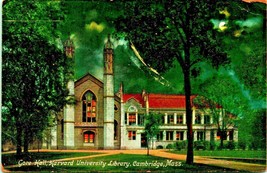 Night View Gore Hall Harvard University Library Cambridge MA 1908 Postcard - £4.65 GBP