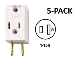 Leviton 531-W 15-Amp, 120-Volt, Triple Outlet Cube Adapter, White (5-PACK) - $29.70