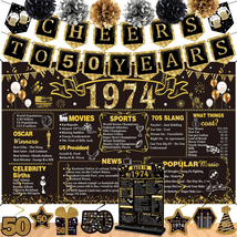 50Th Birthday Decorations for Men Women,16Pcs Back in 1974 Banner Decorations,In - £32.52 GBP