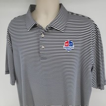 Peter Millar Golf Polo Shirt Men&#39;s XL Blue Striped Farrell Cup 2018 - $23.71