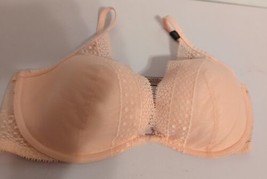 Victorias Secret Incredible Plunge Pink Bra 32DDD Lace Sheer Lightly Padded Gift - £28.84 GBP