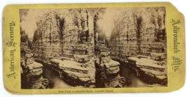 c1900&#39;s Real Photo American Scenery Stereoview Cathedral Rocks Ausable Chasm NY - £7.46 GBP