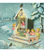 Angels in the Snow With Nativity Scene Vintage Christmas Postcard - $15.00