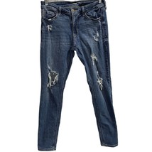 Old Navy Womens Rockstar Super Skinny Jeans Blue Stretch Distressed Mid ... - £11.62 GBP