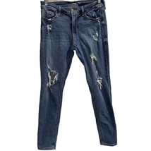 Old Navy Womens Rockstar Super Skinny Jeans Blue Stretch Distressed Mid ... - £11.15 GBP