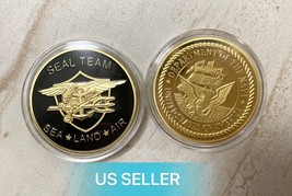 Us Seller Navy Usn Seal Team Sea Land Air Military Gold Plated Coin - £10.89 GBP