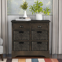 Rustic Storage Cabinet with Two Drawers and Four Classic - Brown Gray - £210.29 GBP