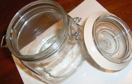 Clear GLASS JAR Clamp Lid 3/4 qt 24 oz STORAGE Flip Top Airtight Gasket Canister - £21.44 GBP