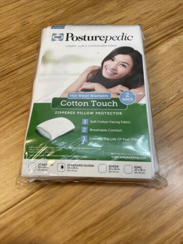 NEW Sealy Posturepedic Allergy Protection Zippered Pillow Protectors KG JD - $14.85
