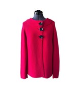 Ann Klein Cardigan Red Ribbed 3-Button Crew-Neck Sz. M - €16,82 EUR
