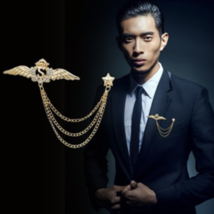 Wings s brooch vintage look gold plated suit coat broach collar cross pin ggg43 - £14.44 GBP