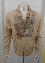 Billabong Beige Long Sleeve Cotton Men&#39;s Graphic Full Zip Men&#39;s Jacket S... - $10.78