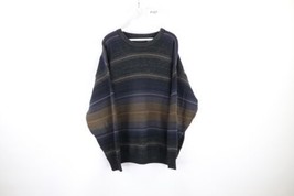 Vtg 90s Streetwear Mens 2XL Rainbow Striped Color Block Knit Crewneck Sweater - £71.18 GBP