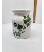 Harris Pottery Of Chicago Utensil Crock Kitchen White Glaze Green Ivy Le... - £19.70 GBP