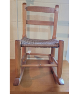 Antique Childs Ladder Back Woven Seat Rocking Chair Late 1800&#39;s Nice Con... - £157.26 GBP