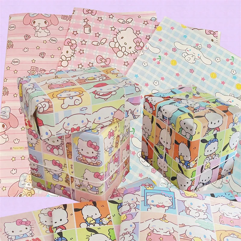 9Pcs/set Sanrioed Gift Wrapping Papers Kawaii Christmas Anime Hello Kitty - £11.12 GBP