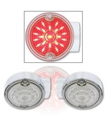 Red 3-1/4&quot; 21-LED Metal Chrome Tail Signal Dual Function Light PAIR For ... - $75.35