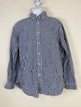 Merona Men Size L Blue Gigham Check Button Up Shirt Long Sleeve Pocket - £5.13 GBP