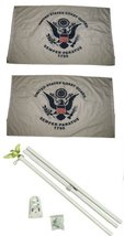 AES 2x3 2&#39;x3&#39; Coast Guard USCG Double Sided 2ply Flag White Pole Kit - $38.88