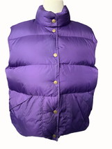 L.L.Bean Purple Sleeveless Vest Women&#39;s Size Large Goose Down Snap Up Pu... - $48.18